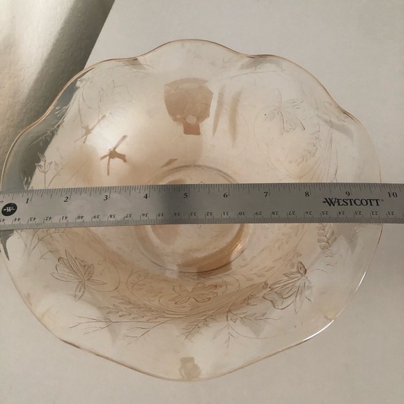 Jeanette Floragold Ruffled Edge Glass Bowl-Floral Design - Picture 7 of 10